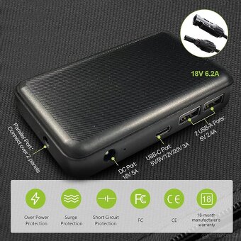 Solární panel Allpowers 140W, skládací, cestovní, 3x usb,MC4 - 3