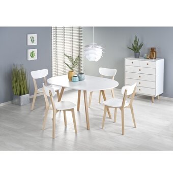 Jídelní stůl DEMBE - bílá/přírodní (SCONTO) - 3
