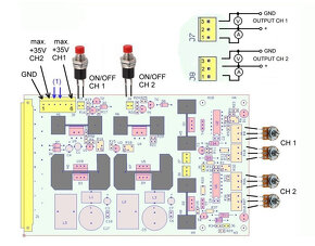 deska dvojitého laboratorního zdroje 0...30V /2x 3A - 3