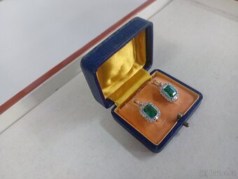 LUXUSNÍ ZLATÉ NÁUŠNICE-SMARAGDY,BRILIANTY - 3