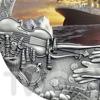 Mince Titanic 2 oz Antique finish Silver Coin, 2020 - 3