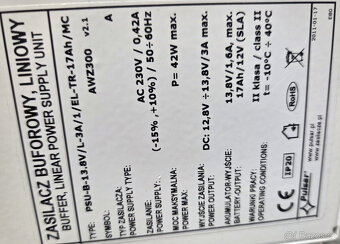 DC UPS zdroj 13,8V 3A alarm EZS rozvadeč, box - 3