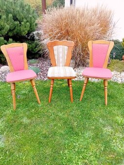 4x židle dřevěná, čalouněná - 3