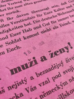 Vyhláška Protektorát-Čeští muži a ženy 18.3.1939 po obsazení - 3