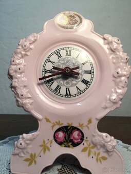 Růžový porcelán Slavkov ručně malované hodiny - 3