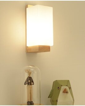 Nástěnná lampa dřevo/sklo stav jako nové E27 - 3