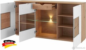 Komoda Parma - Divoký dub masiv / bílá matná MDF - 3