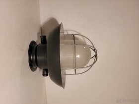 industriální lampa, tovární lustr, matový skleněný kryt - 3