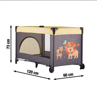 Cestovní postýlka pro dítě zn PETIT@MARS - Koot - Lion Grey - 3