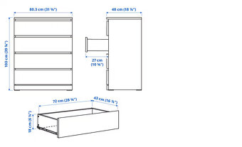 Komoda Ikea Malm, bílá, 4 šuplíky - 3