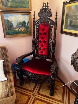 Luxusní řezbované královské křeslo LVÍ HLAVY - 3