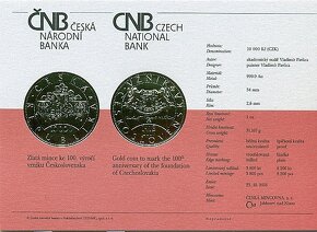 10000 Kč 2018, 100. výročí vzniku ČSR - 1UNCE Au - 3