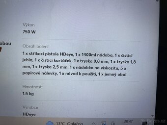 Elektrická stříkací pistole 750w s 1400ml nádobou - 3