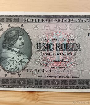 1000kčs bez data (1945) Jiří z Poděbrad Neperforovaná - 3