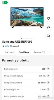 Samsung Ultra HD 55” Smart TV - rozbitý Led pásek - 3
