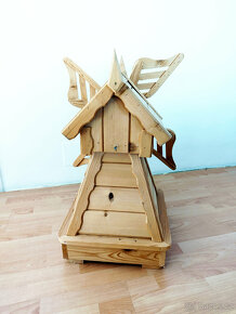 Nový dřevěný větrný mlýn dekorace 90 cm - 3