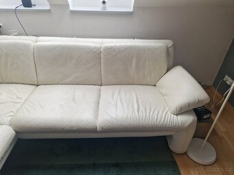 L Shaped white leather couch - 3