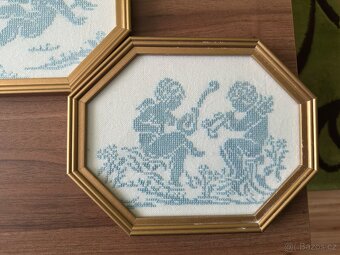5x vyšívané obrázky (ruční práce), křížková výšivka - 3