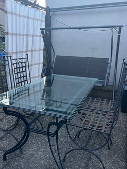 Masivní kovaný zahradní set - stůl plus 4 židle - 3