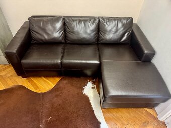 Kožená sedací souprava hnědá - 3