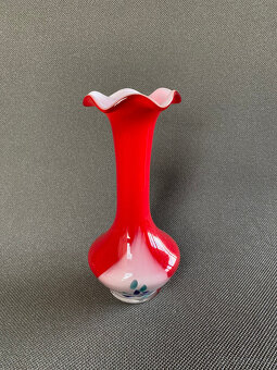 Červená váza 18 cm, Sommerso hutní sklo - 3
