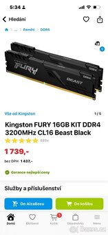 Kingston FURY 16GB KIT DDR4 3200MHz CL16 Beast Black - 3