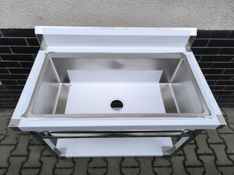 Nerezový gastro jednodřez (bazen) - dřezový stůl 100x60x85 - 3