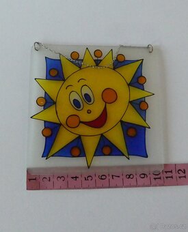 Skleněný obrázek, sluníčko, sklo, dekorace, 10 cm - 3
