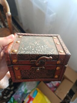 Luxusní retro dřevěná šperkovnice | 11,8x8,2x8,2 cm - 3