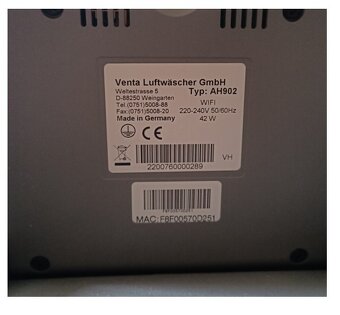 Pračka/čistička/zvlhčovač vzduchu Venta AH902 Professional - 3