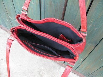 dámská kožená kabelka červená - 3