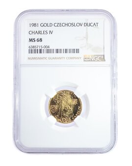 Dukát Karel IV. 1981, certifikát NGC MS 68 - 3