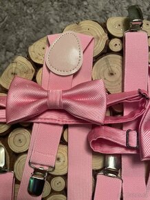 Set kšandy a motýlek dospělý a dítě růžový - 3