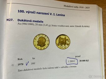 Zlatá medaile LENIN dukát 1970 VZÁCNA mince - 3