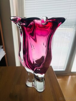 Růžová váza - Hutní sklo - 3