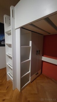 Vyvýšená postel IKEA se skříní a psacím stolem, šatní skříň - 3