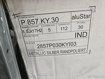 Nové límcáky - 17" 5x112 ET30 8,5J ALUSTAR GERMANY - 3