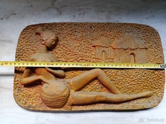 Retro kovová dekorační deska s reliéfem (etno styl) - 3