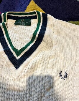 FRED PERRY  PÁNSKÝ ELEGANTNÍ TEPLÝ V NECK SVETR XXL LARGE - 3