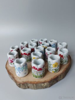 Vintage roztomilý porcelánový svícení s květinovým dekorem - 3