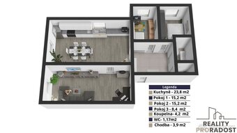 Prodej bytu 3+1 v osobním vlastnictví ul.Kuseho Praha 72m2 - 3