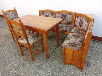 Rustikální jídelní set - lavice, stůl, 2 židle, masívv - 3