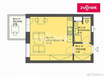 Pronájem bytu 1+kk ve Štěpnicích ul. Zahrádky. - 3