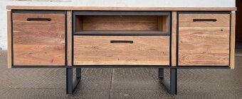 TV dřevěný stolek Tokyo – masiv, LED, 150 cm - 3