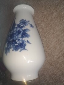 2x krásná ručně malovaná váza Royal Dux - květiny, kobalt - 3