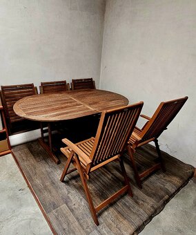 Zahradní nabytek - stůl, 6 židli a podsedáky - 3