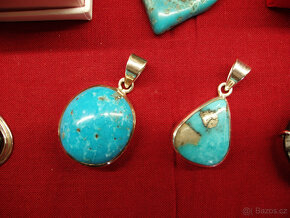 Přívěsky, šperky - Tyrkys, Tanzanit, Vltavín 585, Nuummit - 3