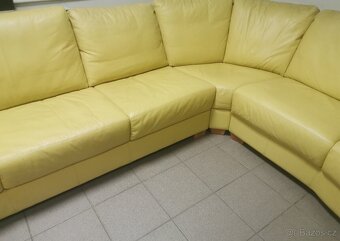 Kožená rohová sedací souprava - PRAVÁ KŮŽE - 3