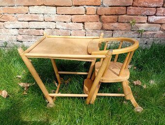 Retro dřevěná dětská židlička, stolek ze 70.let - 3