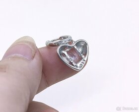 Stříbrné kruhové náušnice s velkým srdcem + zirkon - 3